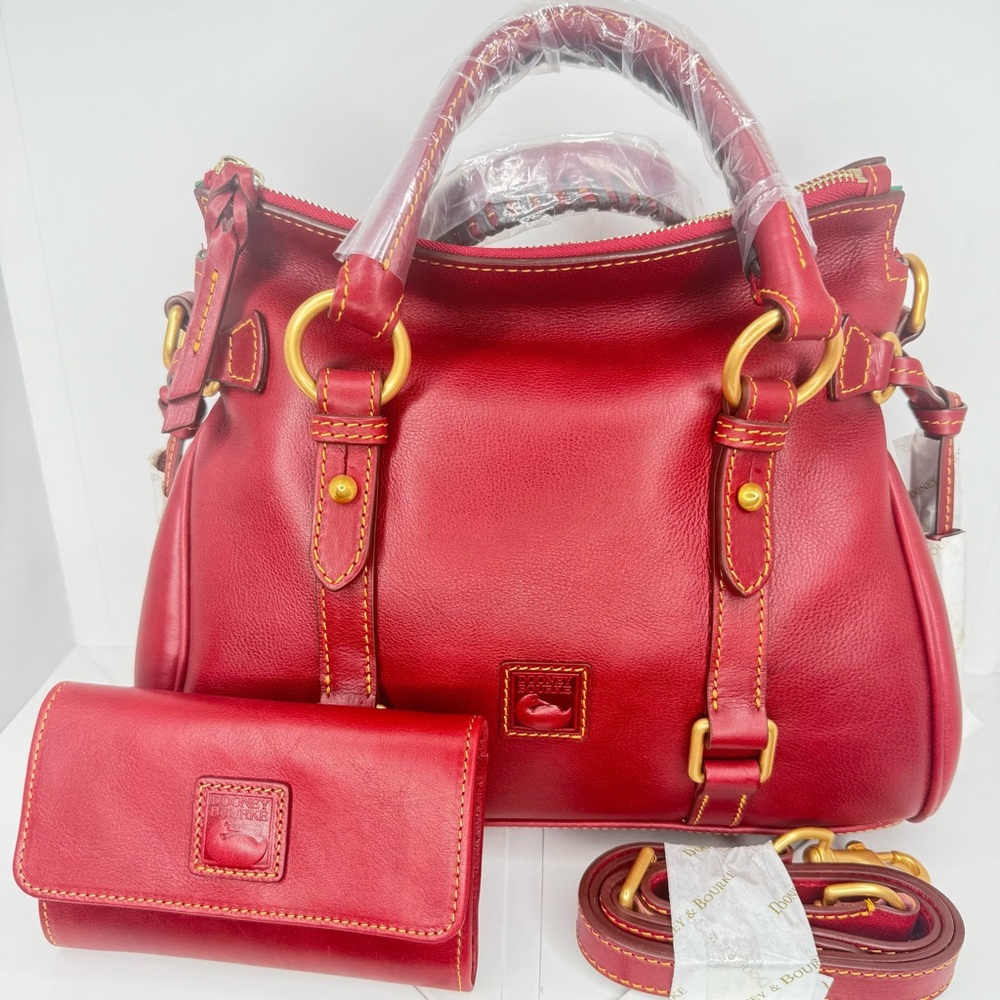 Dooney & Bourke Florentine Bordeaux Satchel and Wallet Set